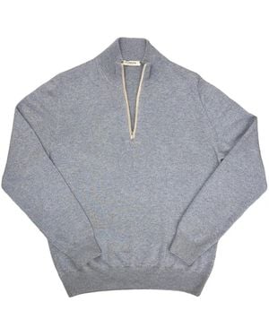 FIORONI CASHMERE Quarter-Zip Long-Sleeve Jumper - Grey