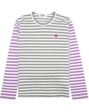 COMME DES GARÇONS PLAY Striped Long-Sleeve T-Shirt - White
