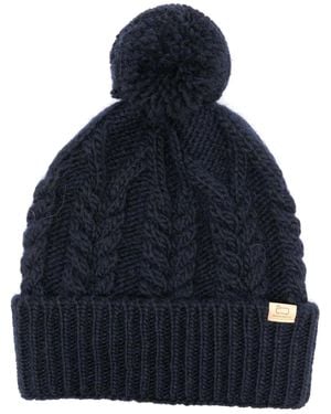 Woolrich Cable-Knit Pom Beanie - Blue