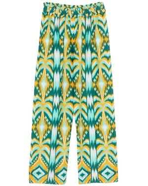 FARM Rio Tropical Tapestry Ikat-Pattern Elastic-Waist Pants - Green