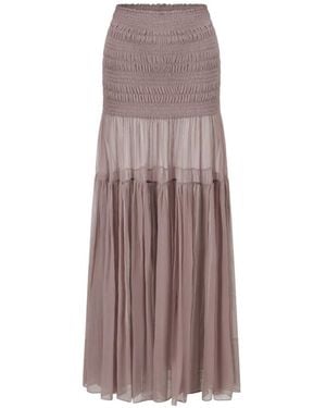 Oude Waag Shirred Tiered Maxi Skirt - Brown