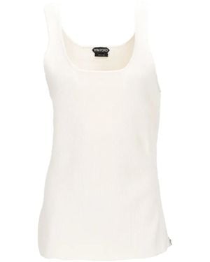 Tom Ford Waffle-Knit Scoop-Neck Tank Top - White