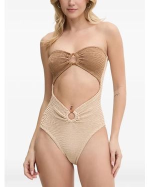 Paramidonna Rene Ring-Detail Cut-Out Swimsuit - Natural