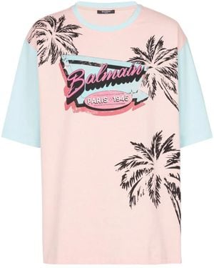 Balmain Miami プリント Tシャツ - ピンク