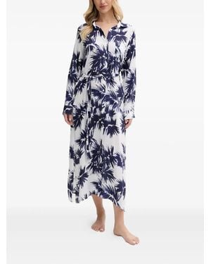 DKNY Floral-Print Shirt Dress - Blue
