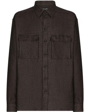 Dolce & Gabbana フラップポケット リネンシャツ - ブラック