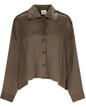 KHAITE Bodine Epaulette Shirt - Brown