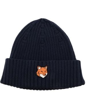 Maison Kitsuné Logo-Patch Beanie - Blue