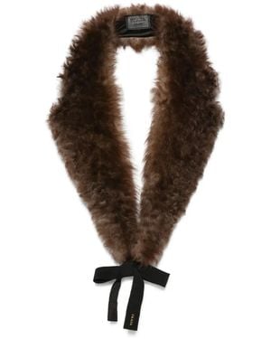 Prada Shearling-Bow Scarf - Brown