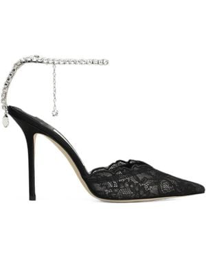 Jimmy Choo Saeda Crystal-Embellished Lace Court Shoes - Black