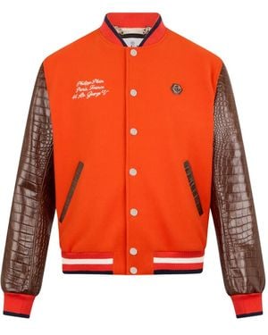 Philipp Plein Logo-Detail Bomber Jacket - Orange