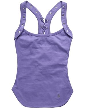 The Attico Eyelet-Detailing Cotton Top - Purple