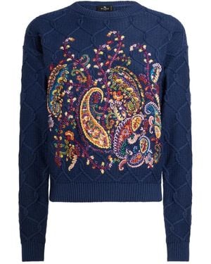 Etro Floral Paisley Embroidered Jumper - Blue