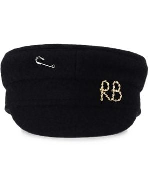Ruslan Baginskiy Baker Boy Logo-Plaque Safety-Pin Hat - Black