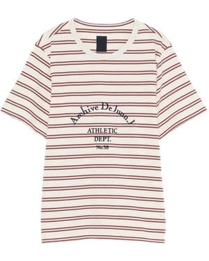 Juun.J Gestreiftes T-Shirt Mit Logo-Print - Pink
