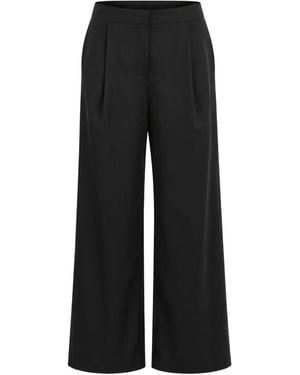 Dusan Pleated Wide-Leg Trousers - Black