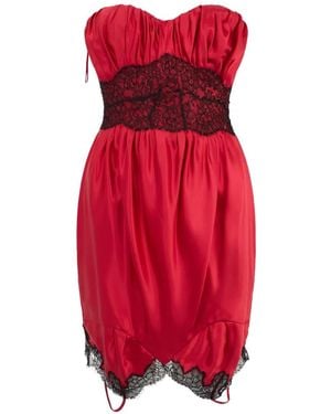Moschino Lace-Trimmed Gathered Mini Dress