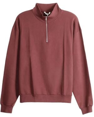 AURALEE Half-Zip Sweatshirt - Red