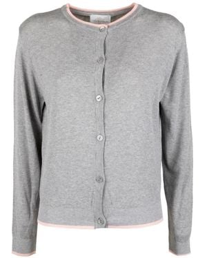 Cinque Contrast-Trim Button-Up Cardigan - Grey