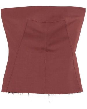 Rick Owens カットオフエッジ トップ - レッド