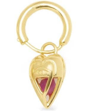 CAPSULE ELEVEN Heart-Pendant Ruby Hoop Earrings - Metallic