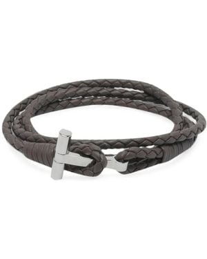 Tom Ford Geflochtenes Lederarmband - Grau