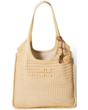 Miu Miu Logo-Detail Tote Bag - Natural