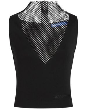 Karl Lagerfeld チェーンメイル ハイネックトップ - ブラック