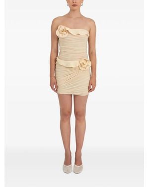 Maygel Coronel Albura Ruched Floral-Detail Dress - Natural