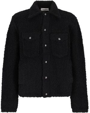 Laneus Textured Button-Fastening Shirt Jacket - Black