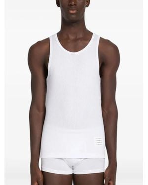 Thom Browne Débardeur Nervuré À Logo Appliqué - Blanc