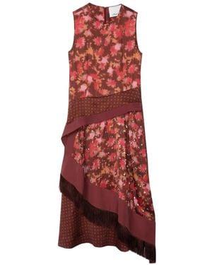 3.1 Phillip Lim Desert Flower Asymmetrische Midi-Jurk Met Franje - Rood
