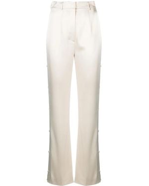 Nanushka Felina Side-Button Satin Pants - White