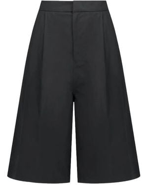 Amomento Double-Tuck Wide-Leg Shorts - Black