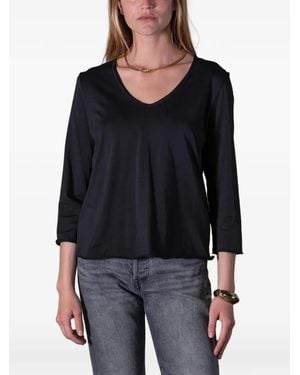 ANONYM APPAREL Lio V-Neck Three-Quarter Sleeve T-Shirt - Black