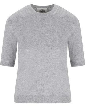 Alpha Studio Pull En Cachemire À Manches Courtes - Gris