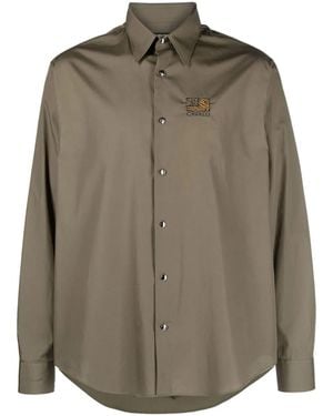 Roberto Cavalli Logo-Embroidered Cotton Shirt - Green