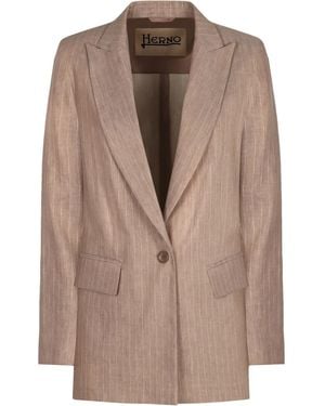 Herno Single-Breasted Blazer - Brown