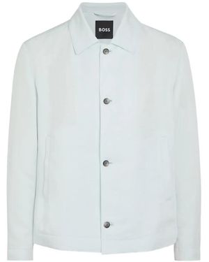 BOSS Button-Up Collared Jacket - Blue