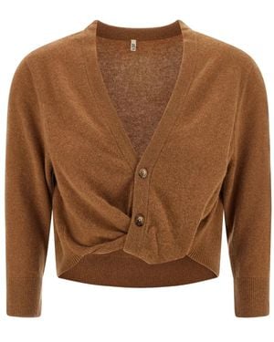 R13 Twisted-Knot Cashmere Cardigan - Brown