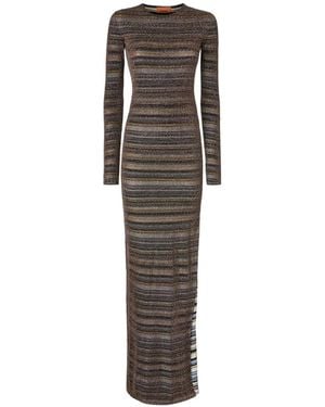 Missoni Striped-Pattern Long-Sleeve Maxi Dress - Brown