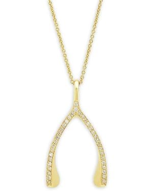 Jennifer Meyer 18K Wishbone Diamond Necklace - Metallic