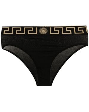 Versace High-Waisted Stretch Cotton Briefs - Black