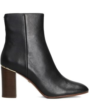 Lola Cruz Leather-Detail Block-Heel Boots - Black