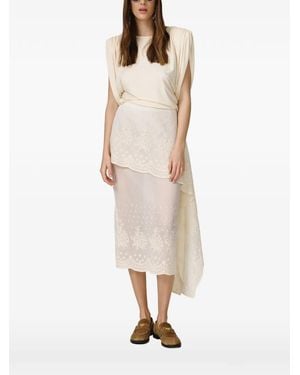 Pink Oversized-Shoulders Top - Natural