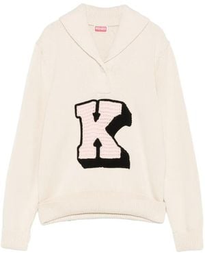 KENZO Initial Shawl-Collared Polo Shirt - White