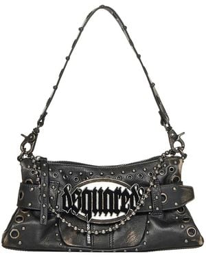 DSquared² Eyelet Studded Shoulder Bag - Black