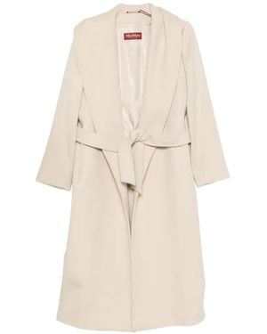 Max Mara Belted Virgin Wool Coat - White