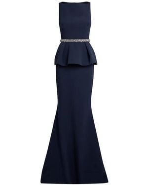 Safiyaa Carter Crystal-Embellished Peplum Gown - Blue