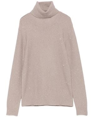 Fabiana Filippi Sequin-Embellished Roll-Neck Jumper - Natural